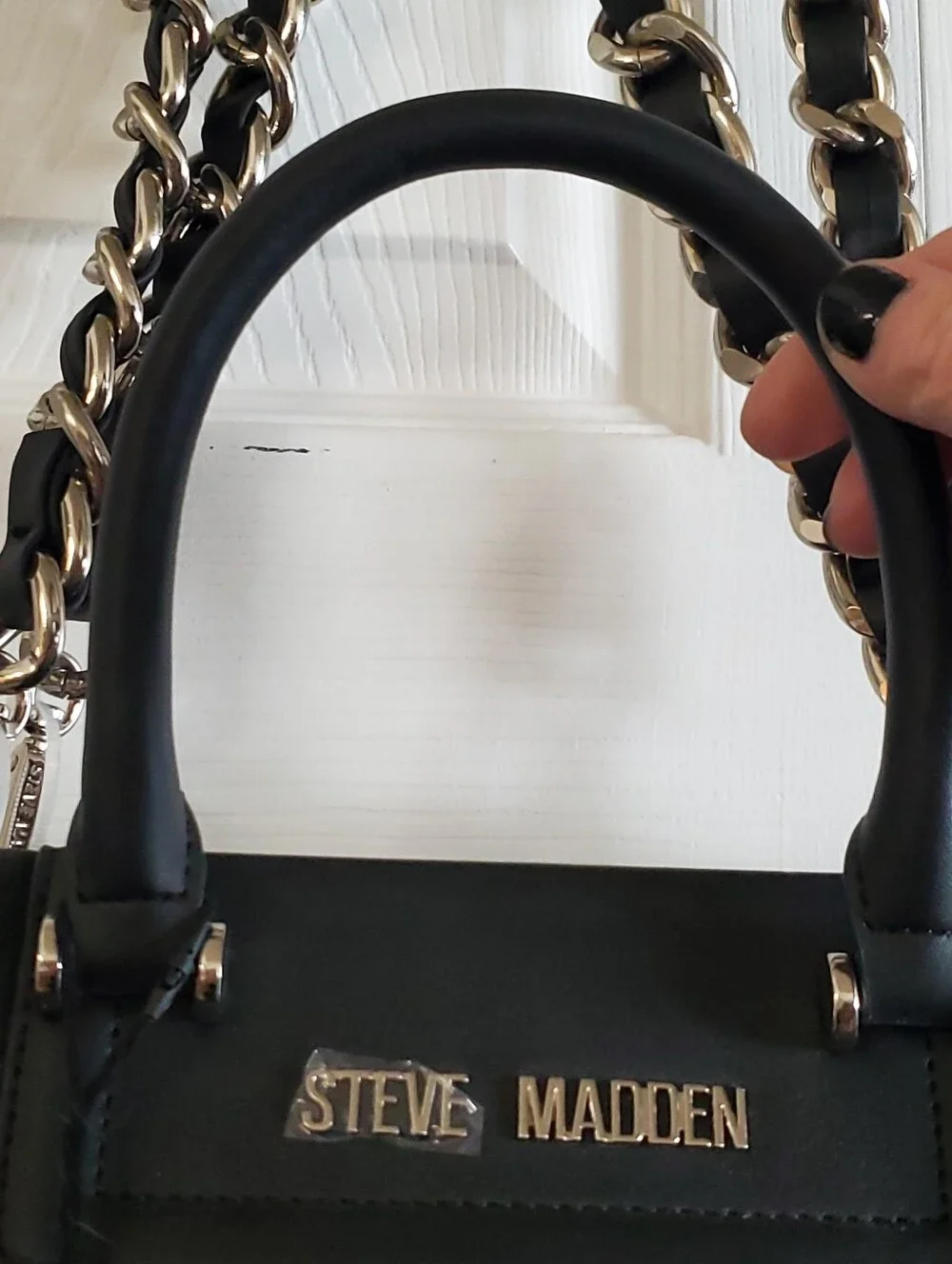 STEVE MADDEN NWT BJOVER BLACK QUILTED SATCHEL BAG.